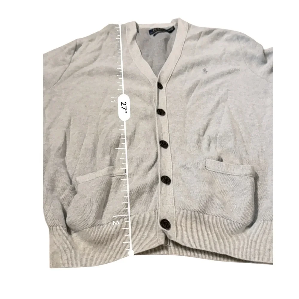 Polo Ralph Lauren Men's Pima‎ Cotton Cardigan Sweater Light Gray XL